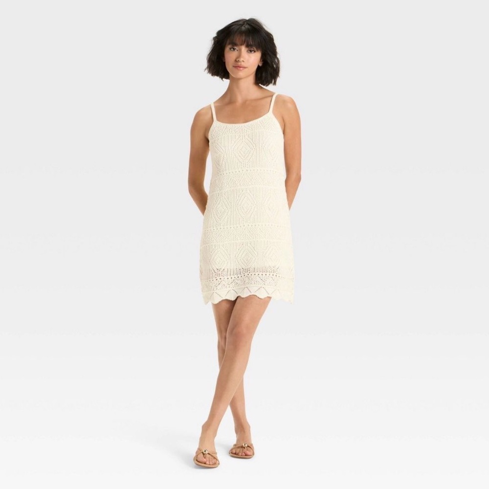Cream Crochet Slip Dress - Picture 3 of 13
